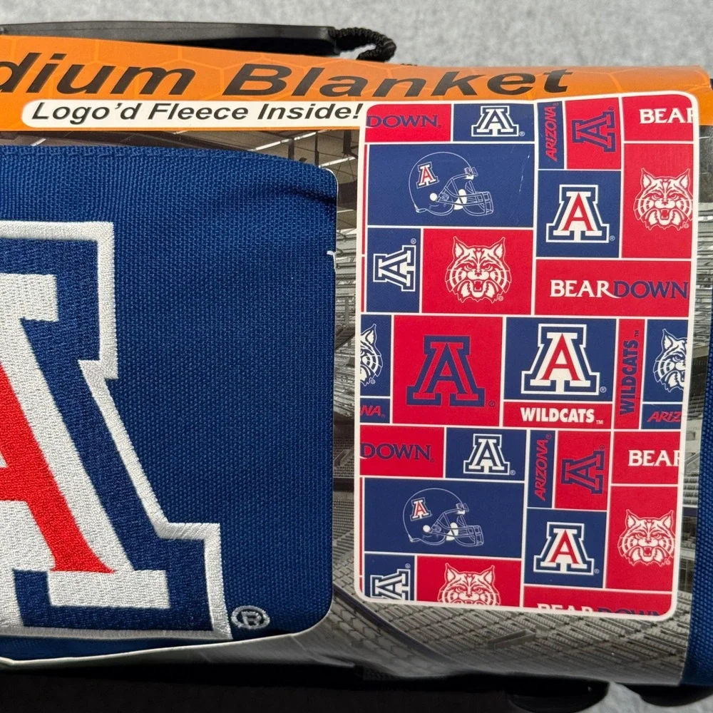 Uphill University of Arizona Wildcats Stadium Blanket Blue Fleece 65x55 NEW